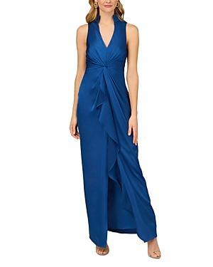 Womens Ruffle Satin Column Gown Product Image