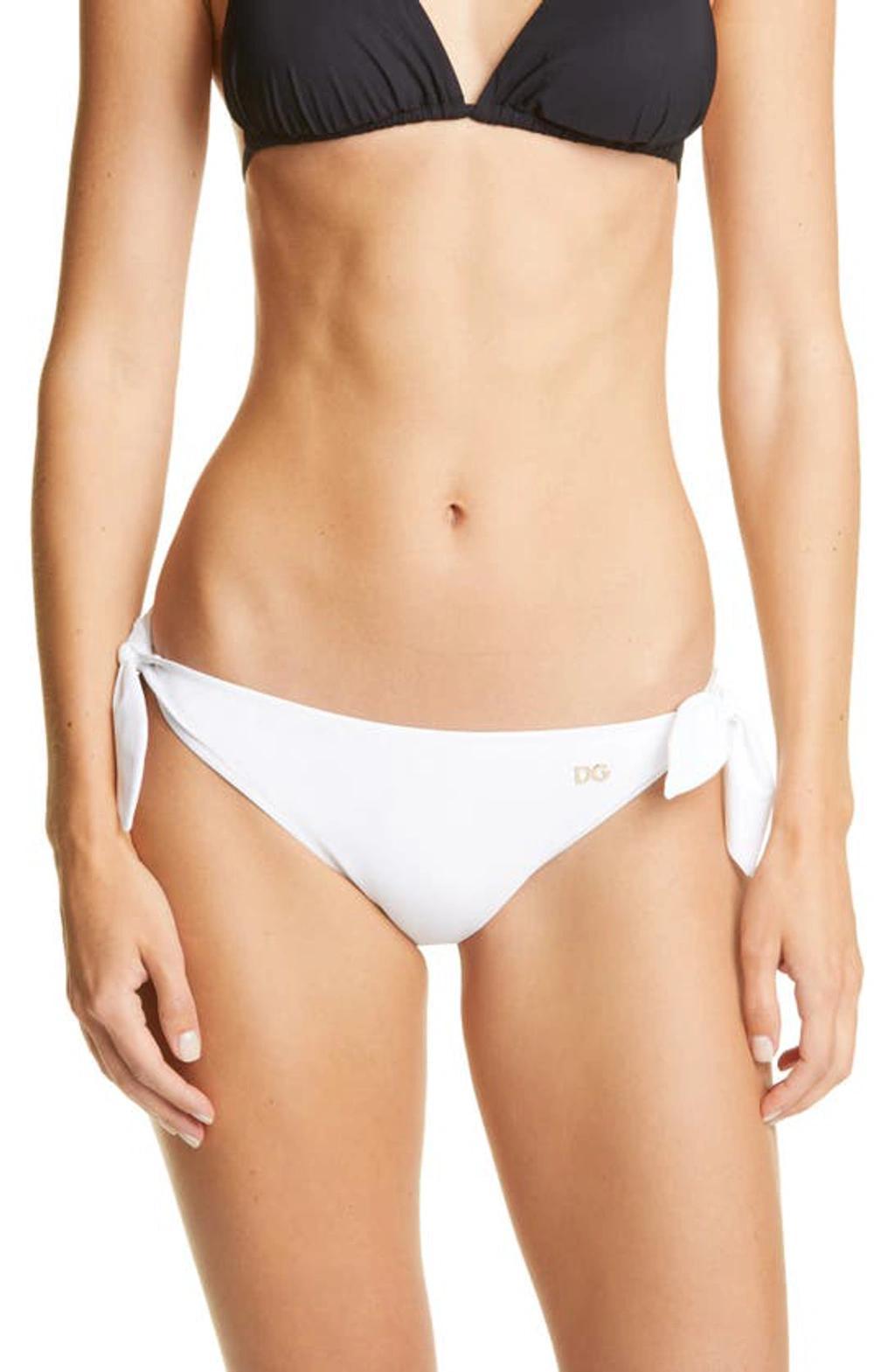 Side Tie Bikini Bottoms In White Product Image