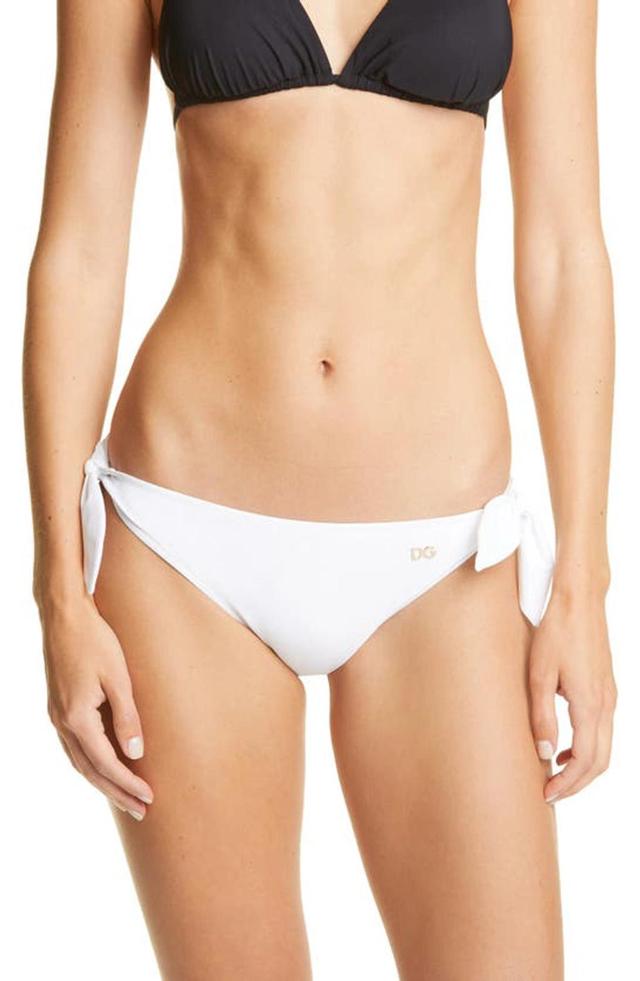 Side Tie Bikini Bottoms In White Product Image