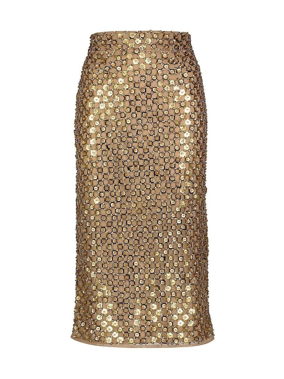 Womens Embellished Mesh Pencil Skirt Product Image