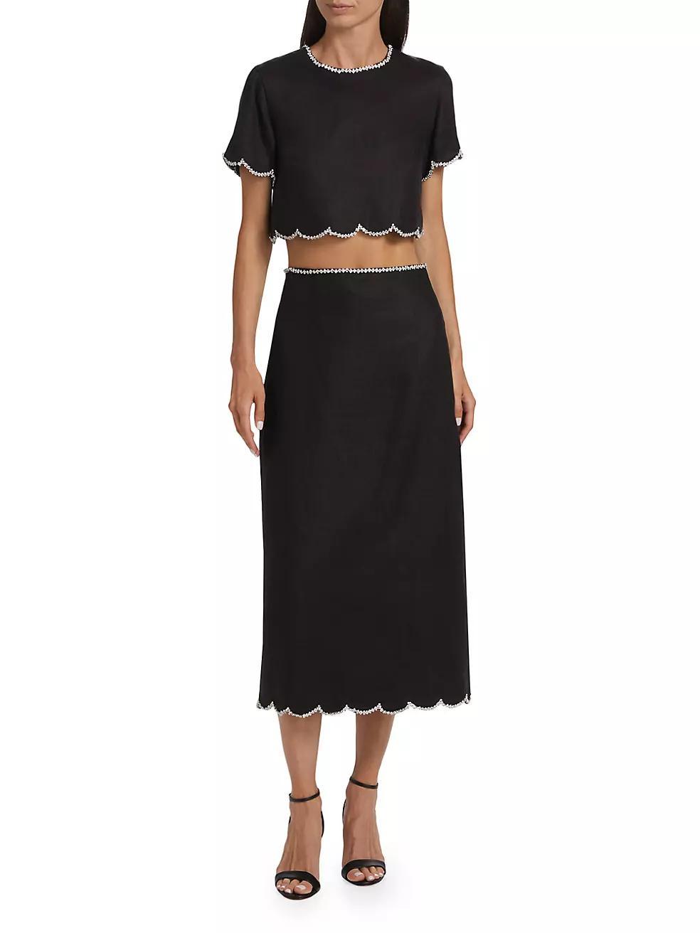 Crush Scalloped Midi-Skirt Product Image