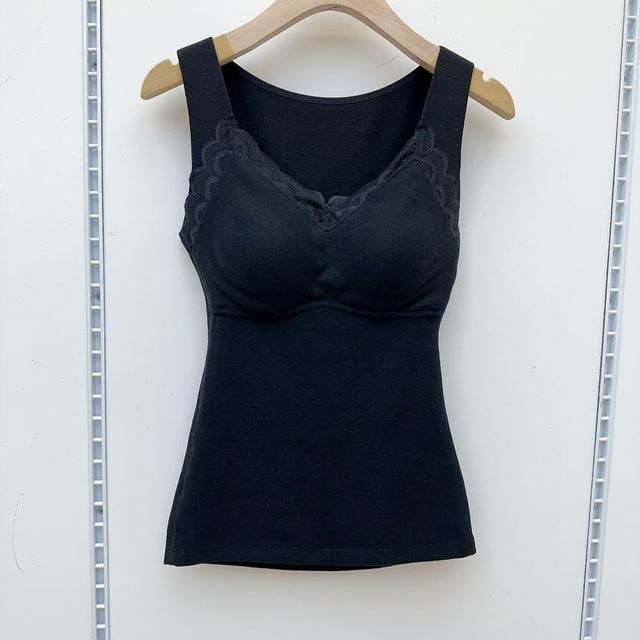 Plain Lace Trim Padded Tank Top Product Image