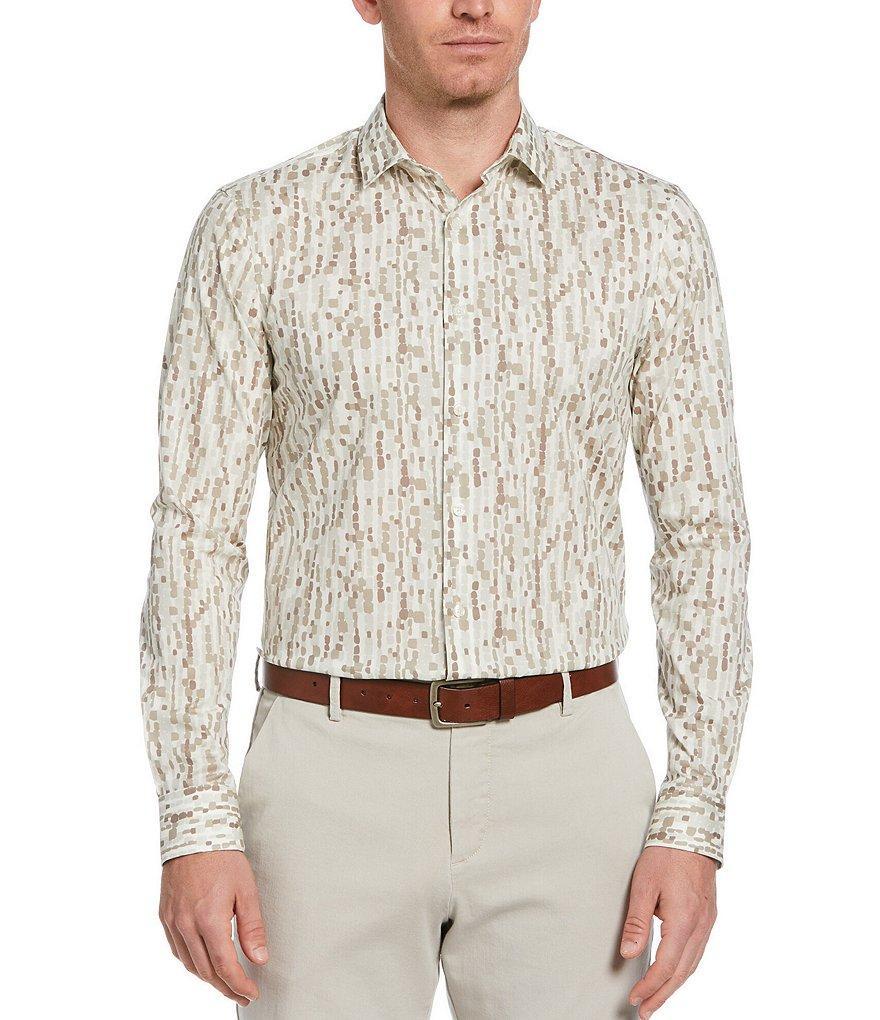 Perry Ellis Stretch Pebble Print Long Sleeve Woven Shirt Product Image