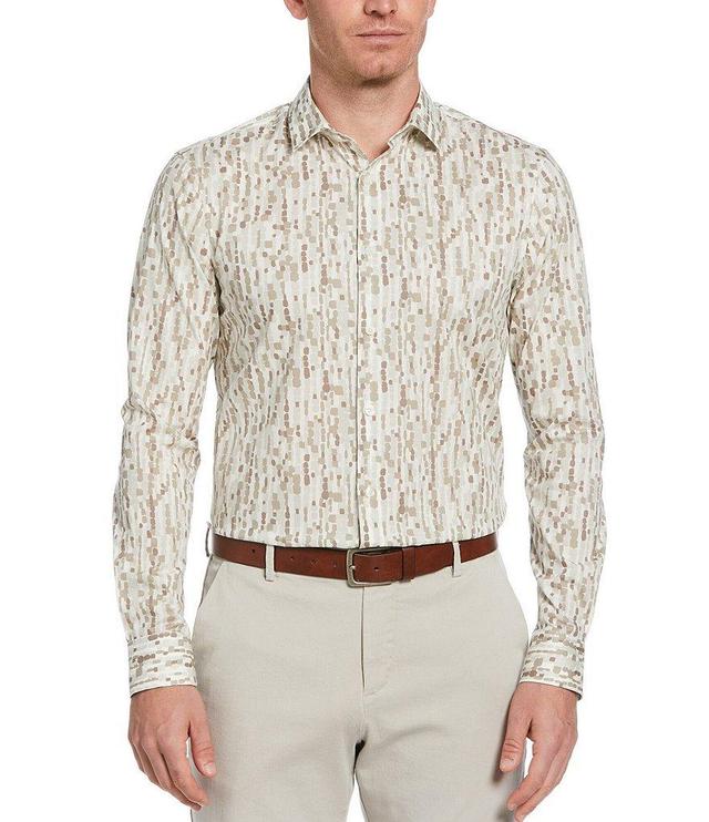 Perry Ellis Stretch Pebble Print Long Sleeve Woven Shirt Product Image