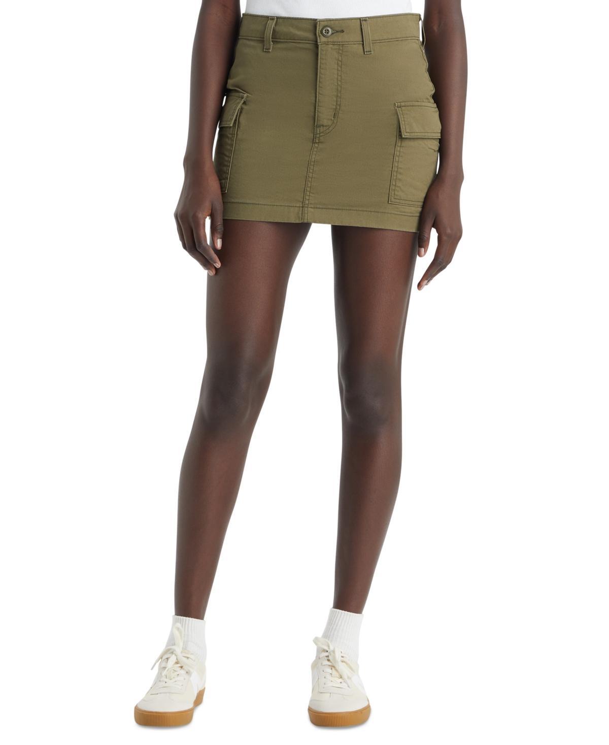 Women's Cotton Cargo-Pocket Mid-Rise Mini Skirt Product Image