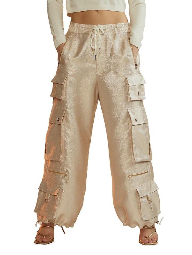 Womens Metallic Twill Cargo Pants Product Image