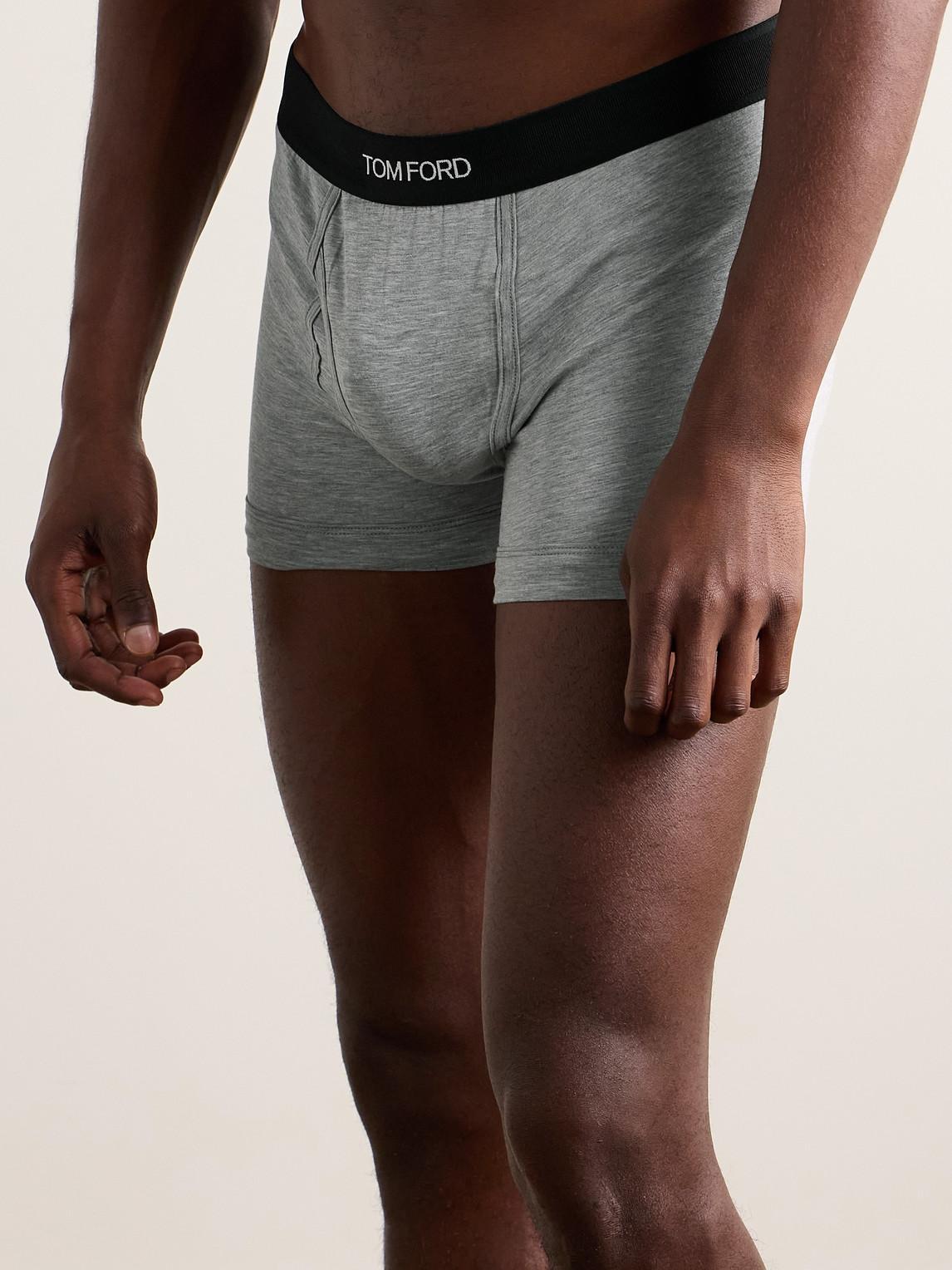 TOM FORD Stretch-cotton And Modal-blend Boxer Briefs In Grey Product Image