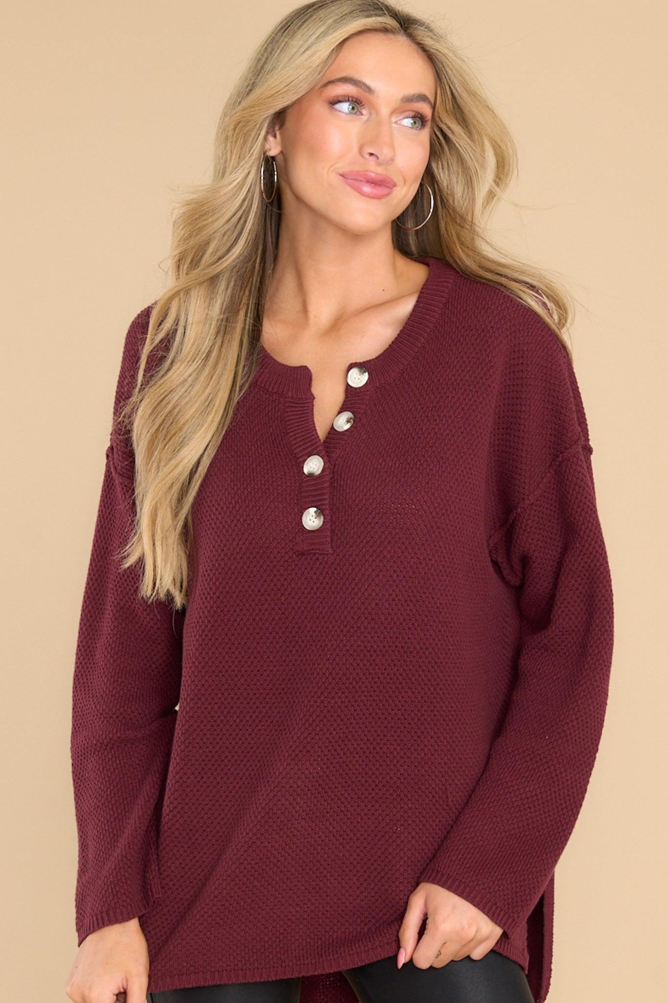 Fireside Chic Wine Sweater Red Product Image