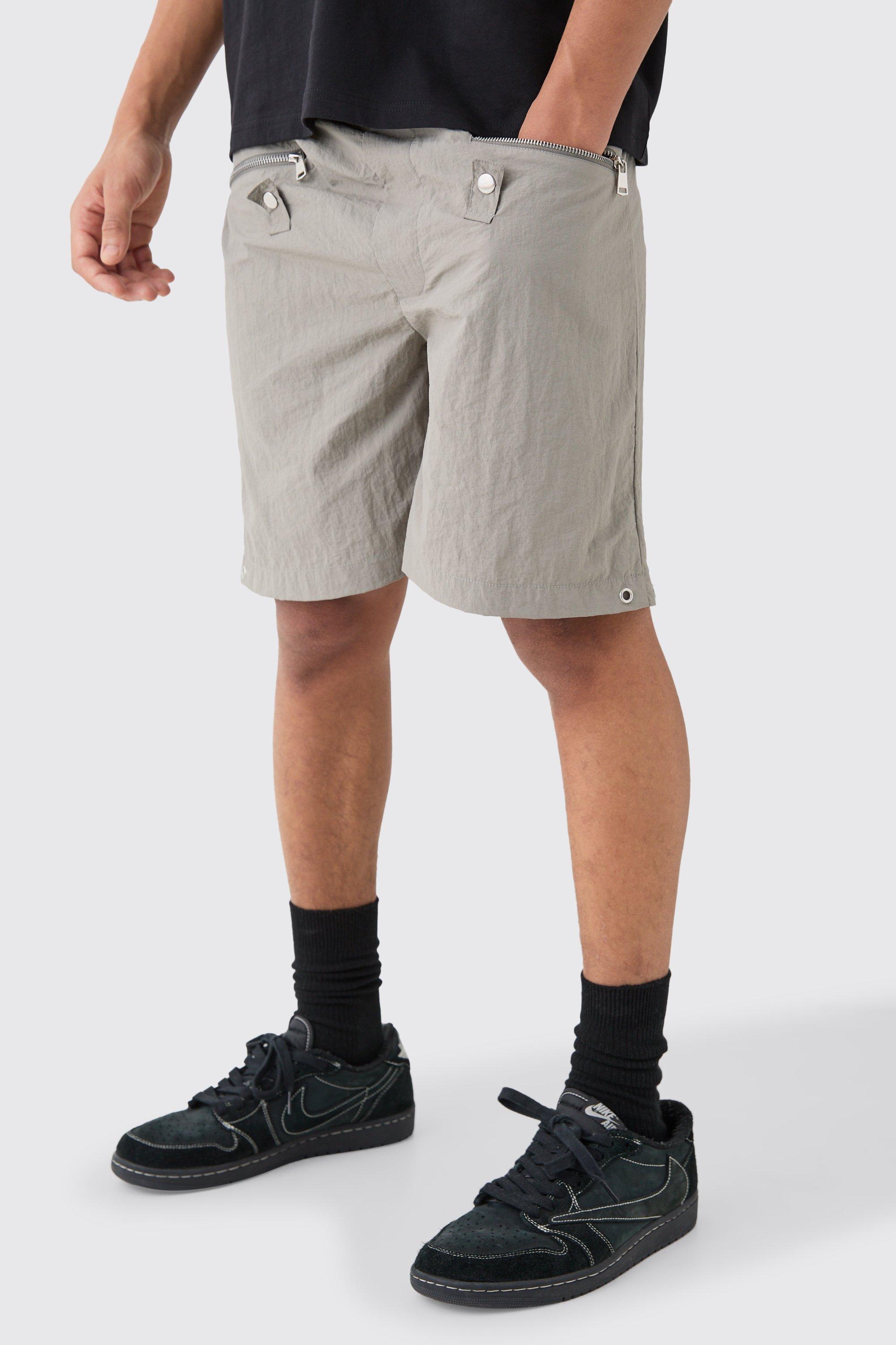 Zip Detail Relaxed Shell Short | boohooMAN USA Product Image