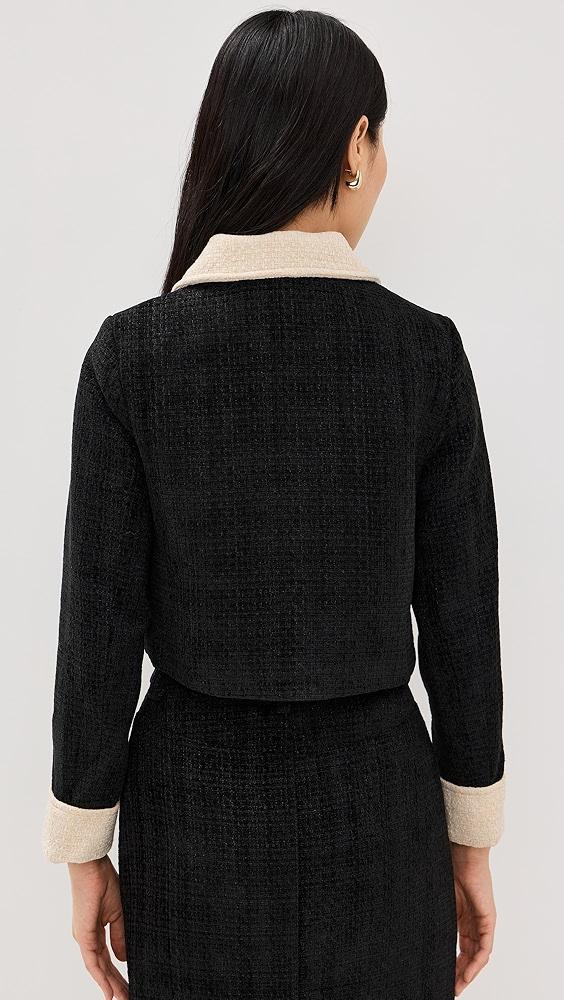 Moon River Long Sleeve Gold Button Closure Cropped Blazer | Shopbop Product Image