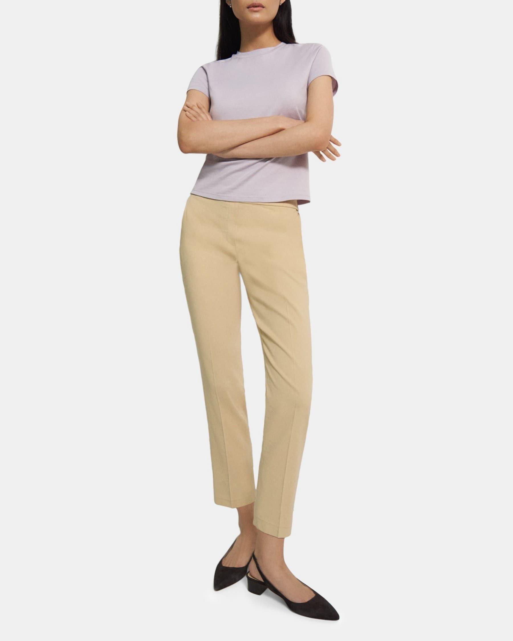 Slim Cropped Pull-On Pant in Stretch Linen Product Image