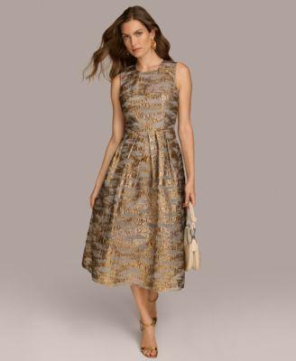 Women's Metallic Brocade A-Line Dress Product Image