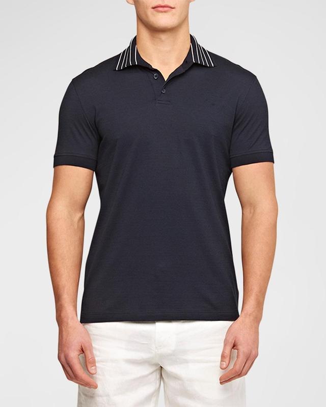 Mens Dominic Stripe Rib-Knit Polo Shirt Product Image