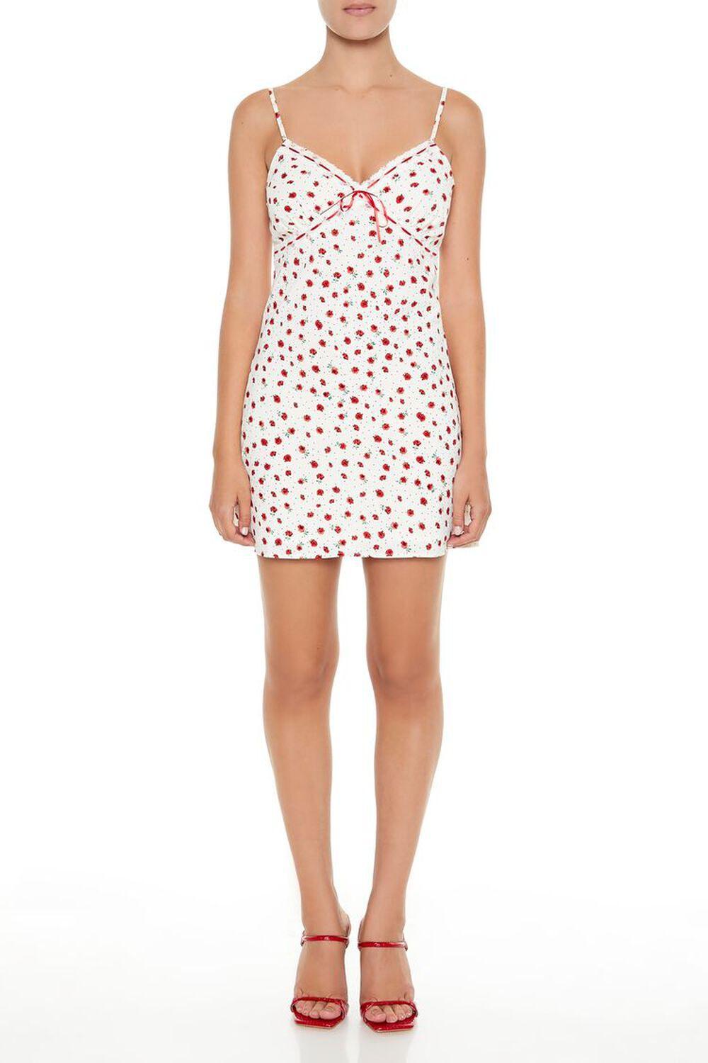 Ditsy Floral Bow Slip Mini Dress | Forever 21 Product Image