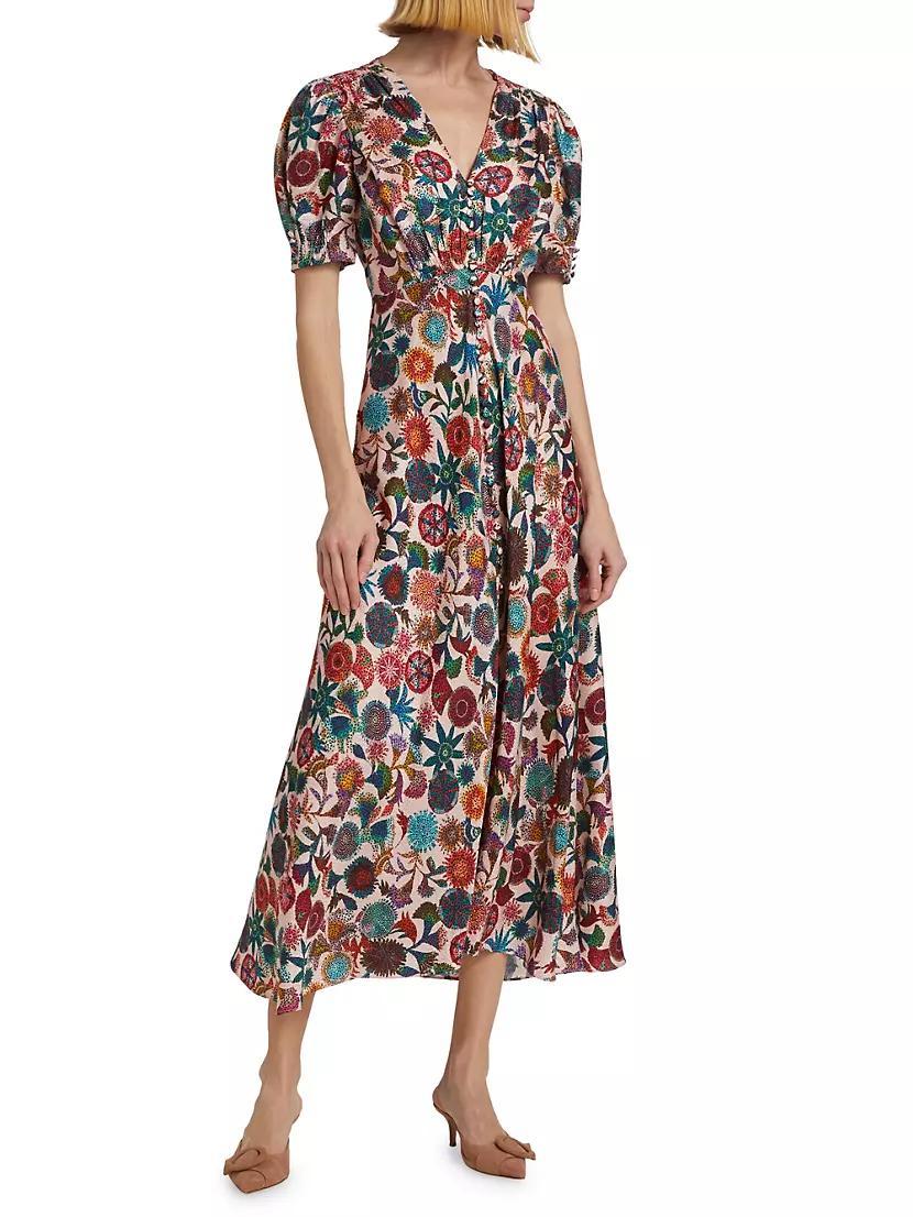 Lea Floral Silk Maxi Dress Product Image