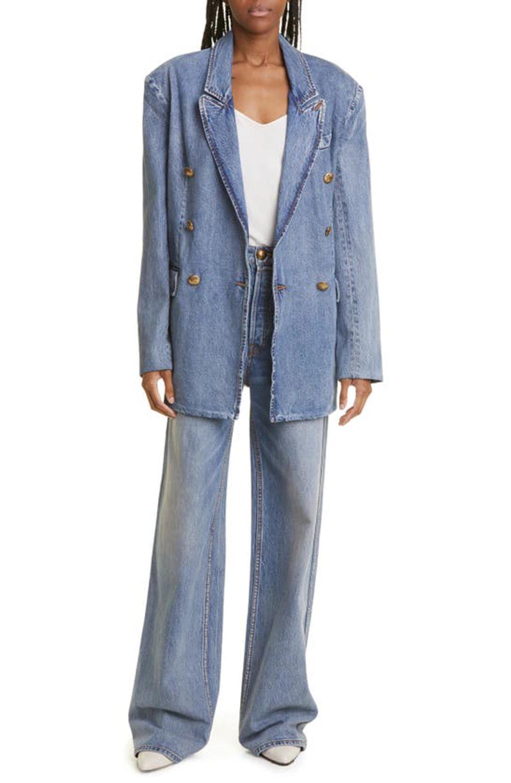 ZIMMERMANN Luminosity Double Breasted Nonstretch Denim Blazer In Blue Product Image