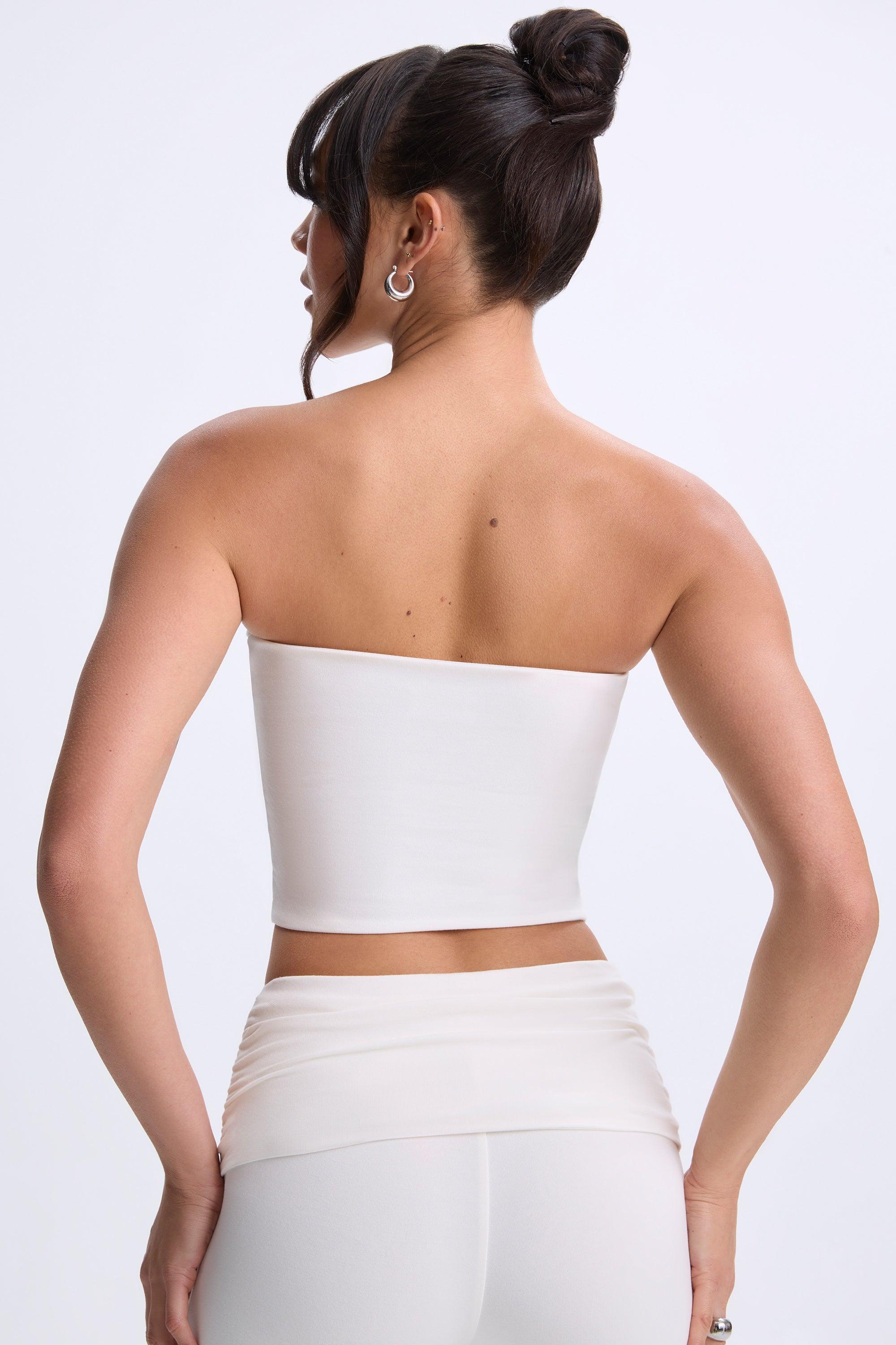 Twist-Front Bandeau Top in White Product Image