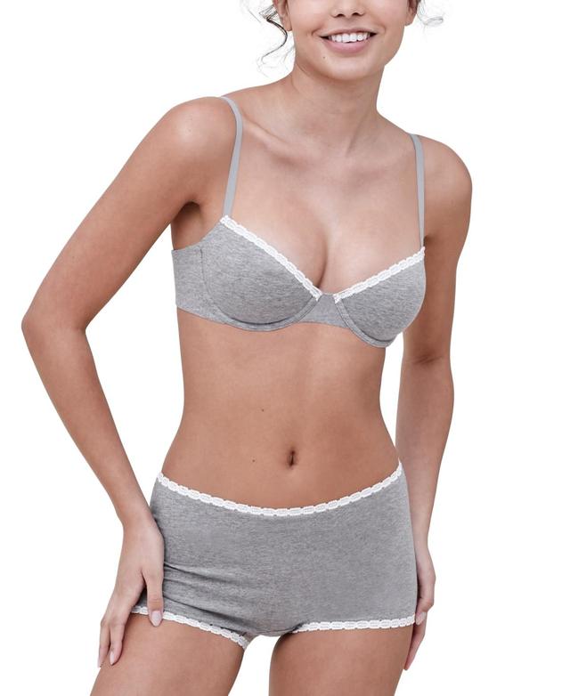 Womens Adorned Cotton Boyshort - Heather Grey Product Image