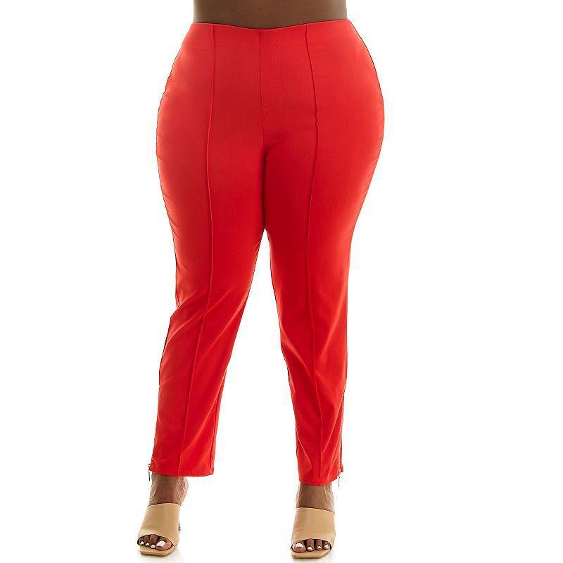 Plus Size Nina Leonard Elastic Ankle Pants, Womens Product Image