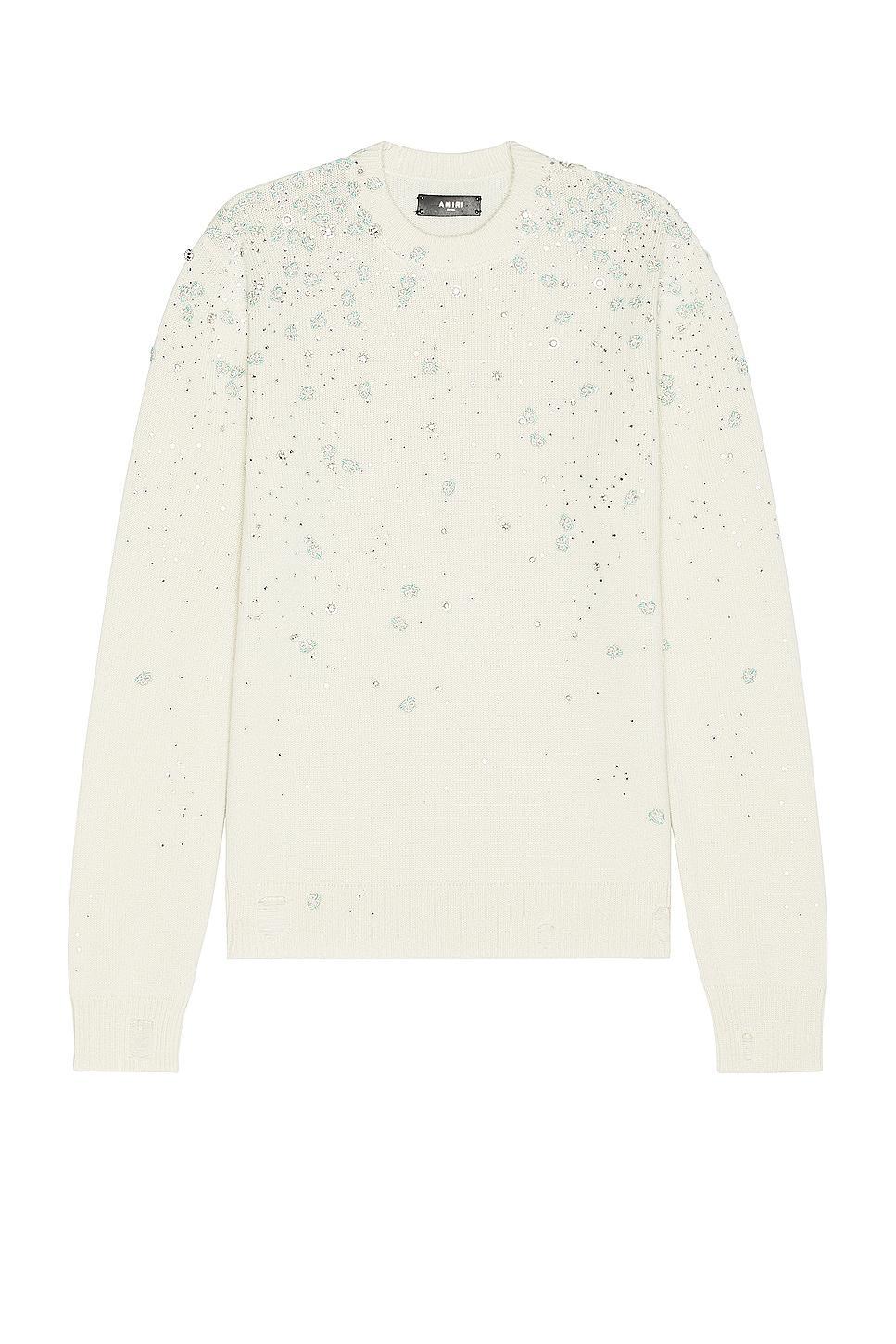 Amiri Floral Crewneck in Alabaster Mineral Green - Ivory. Size L (also in M, S, XL/1X). Product Image