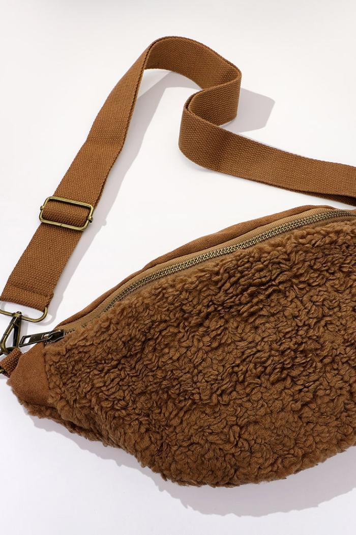 Faux Suede and Sherpa Sling Bag Product Image