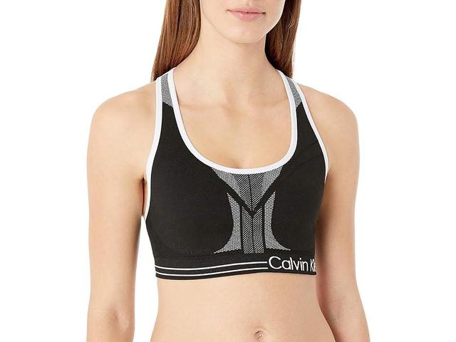 Calvin Klein Women's Performance Moisture Wicking Medium Impact Reversible Seamless Sports Bra White) Women's Bra Product Image