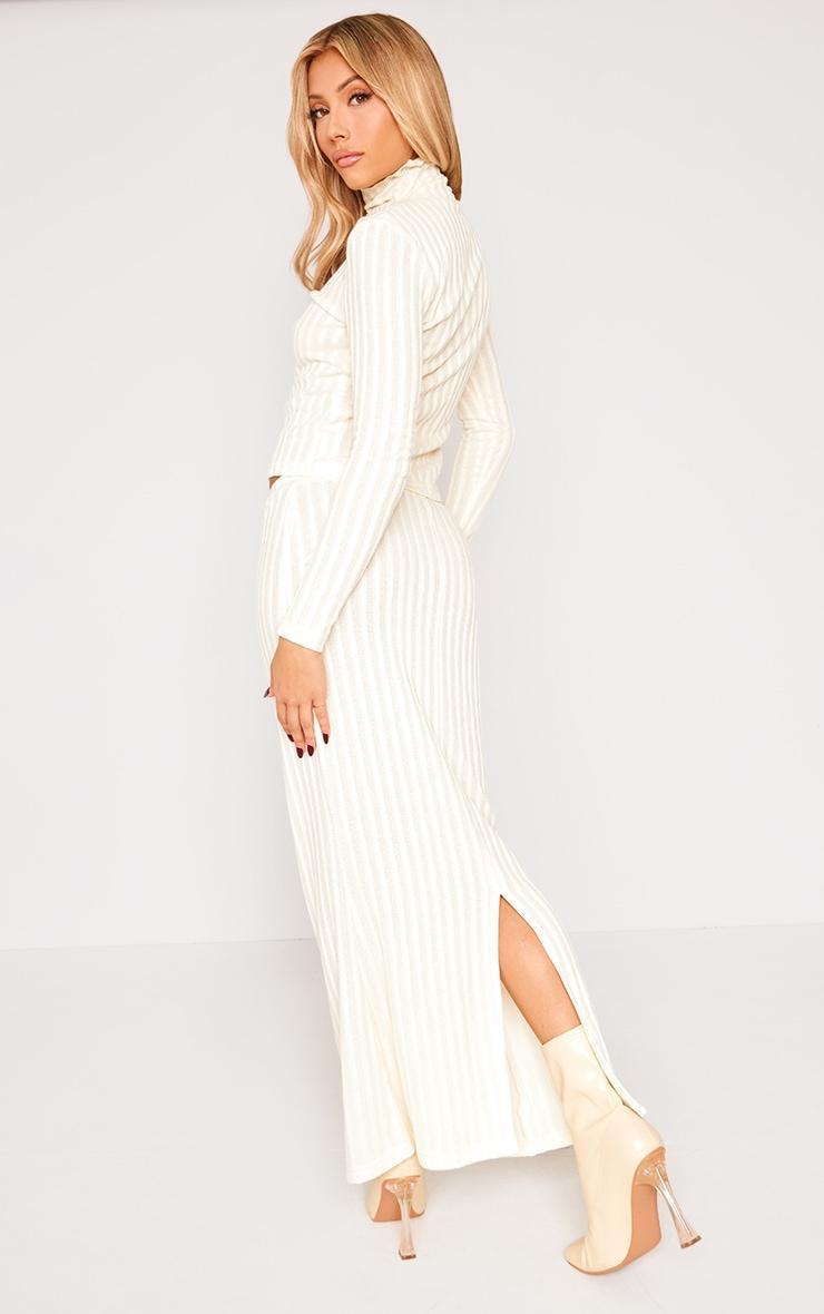 Cream Rib Knit Turtleneck Top And Maxi Skirt Set Product Image