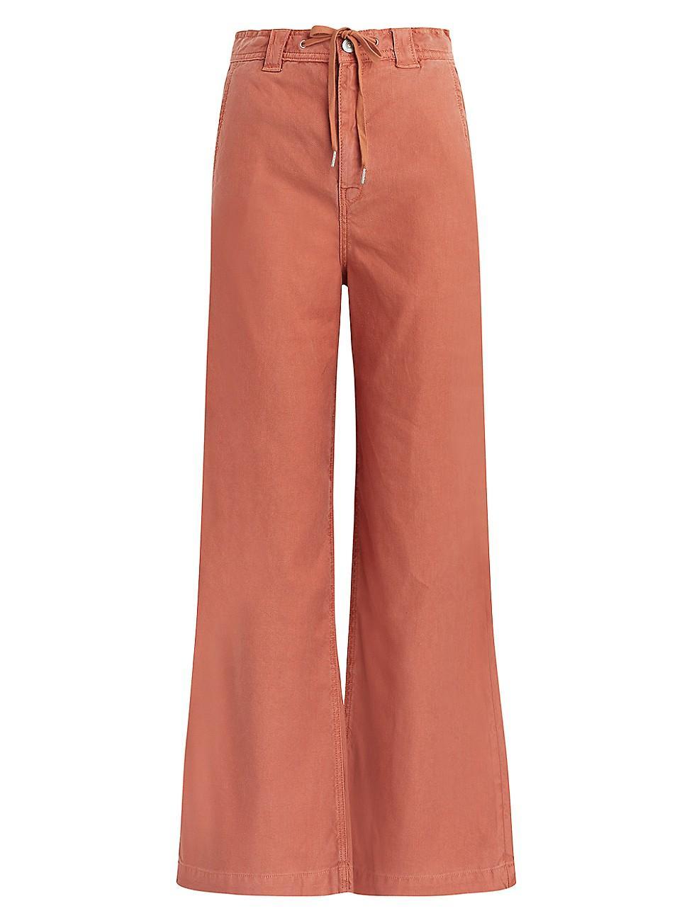 Hudson Womens Drawstring Wide-Leg Cropped Trousers - Bronze - Size 28 (4-6) Product Image