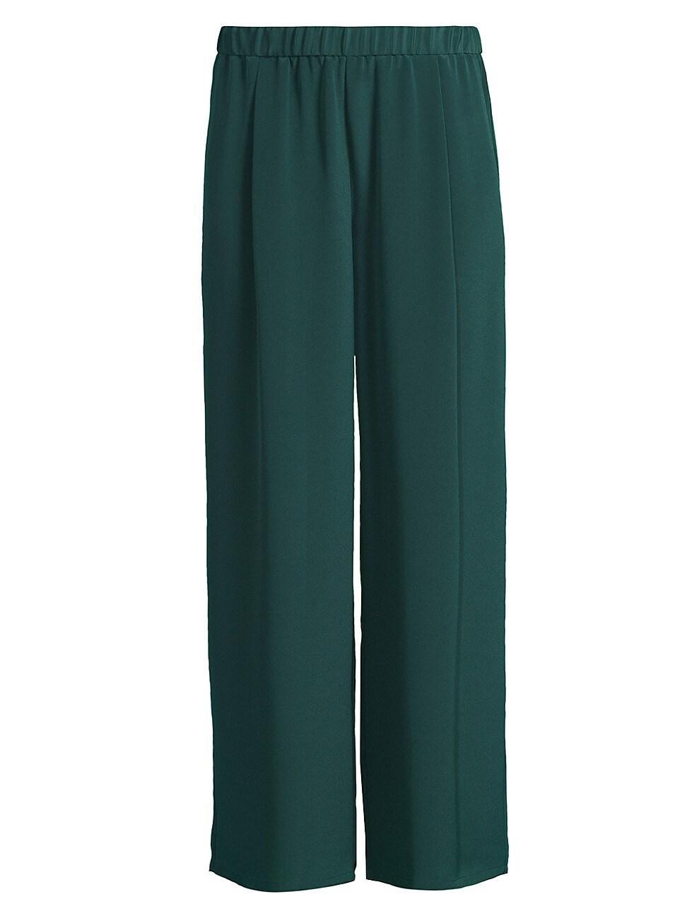 Womens Silk Pleated Wide-Leg Pants Product Image