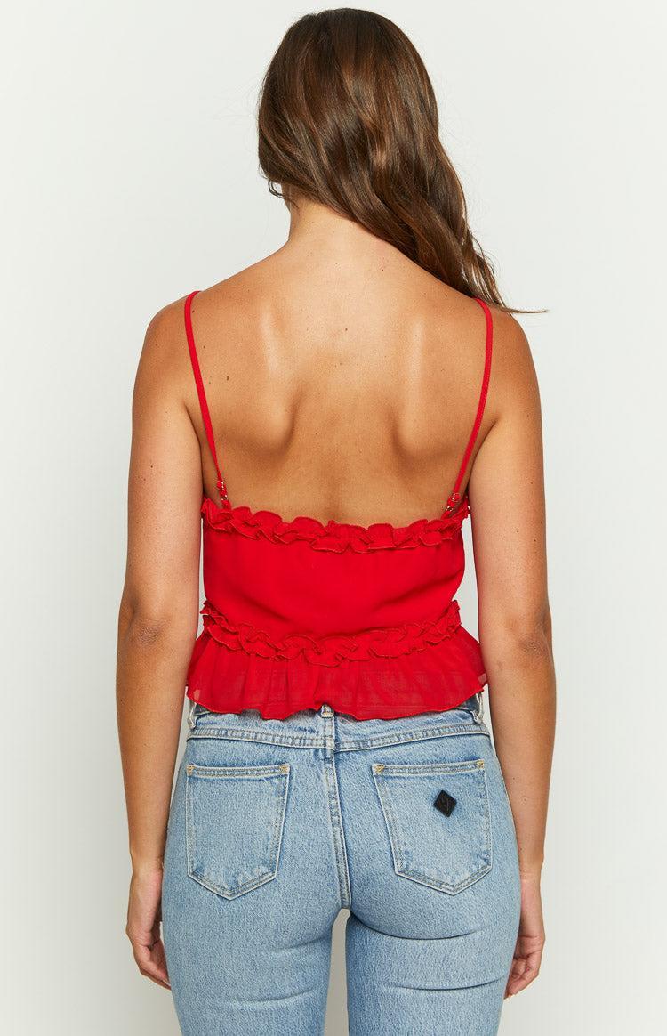 Tora Red Frill Cami Product Image