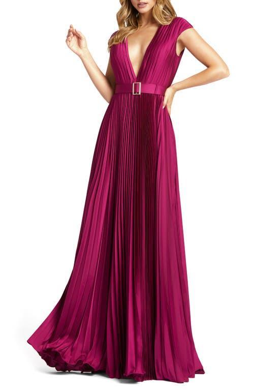 Womens Ieena Satin Pleated Gown Product Image