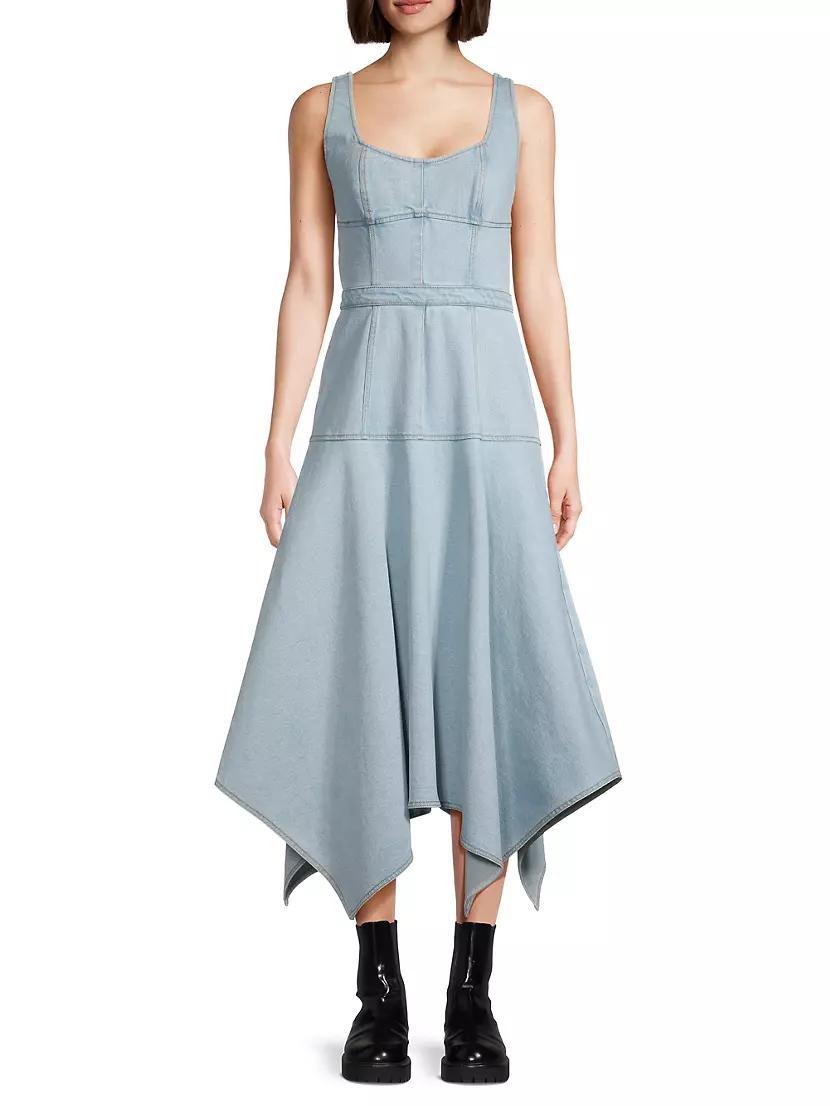 Denim Handkerchief Midi-Dress Product Image