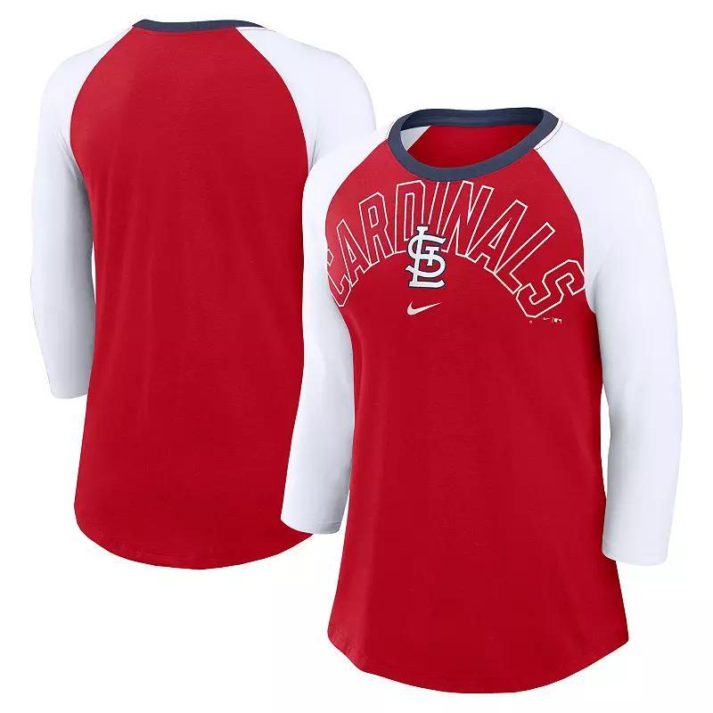 Womens Nike /White St. Louis Cardinals Knockout Arch 3/4-Sleeve Raglan Tri-Blend T-Shirt Product Image