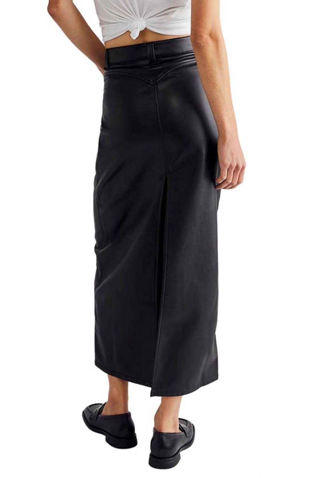 City Slicker Faux Leather Maxi Skirt In Black Product Image