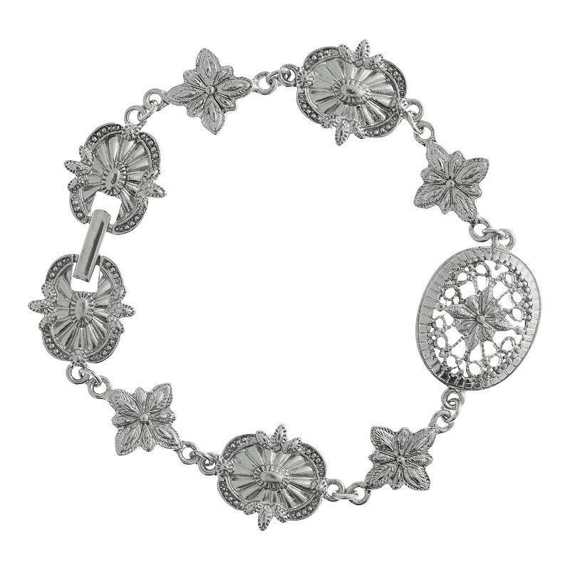 1928 Silver Tone 7 3/4 Inch Link Bracelet, One Size , Gray Product Image