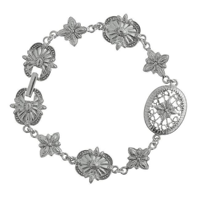 1928 Silver Tone Tailored Link Bracelet, Womens, Gray Product Image