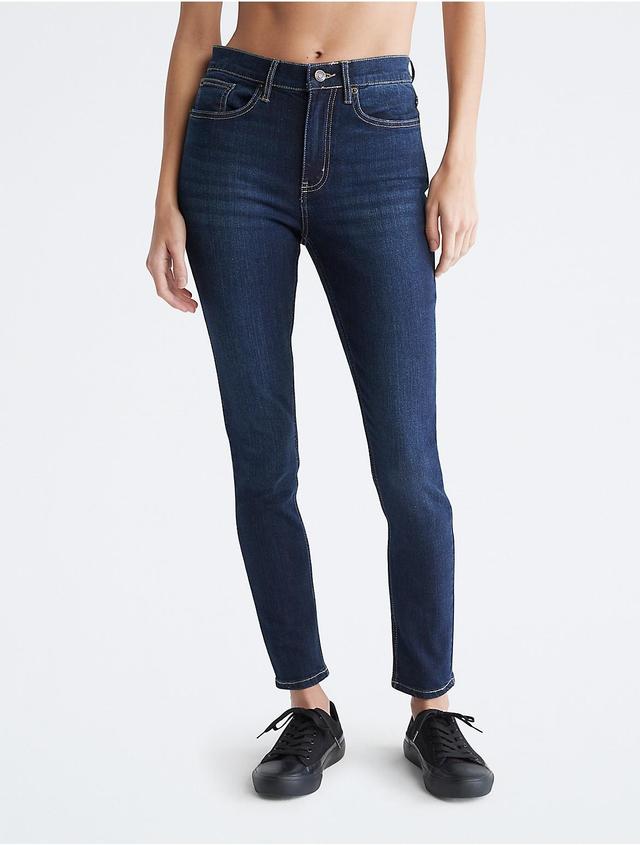 Calvin Klein Womens Skinny Fit High Rise Comfort Stretch Jeans - Blue - 24 Product Image