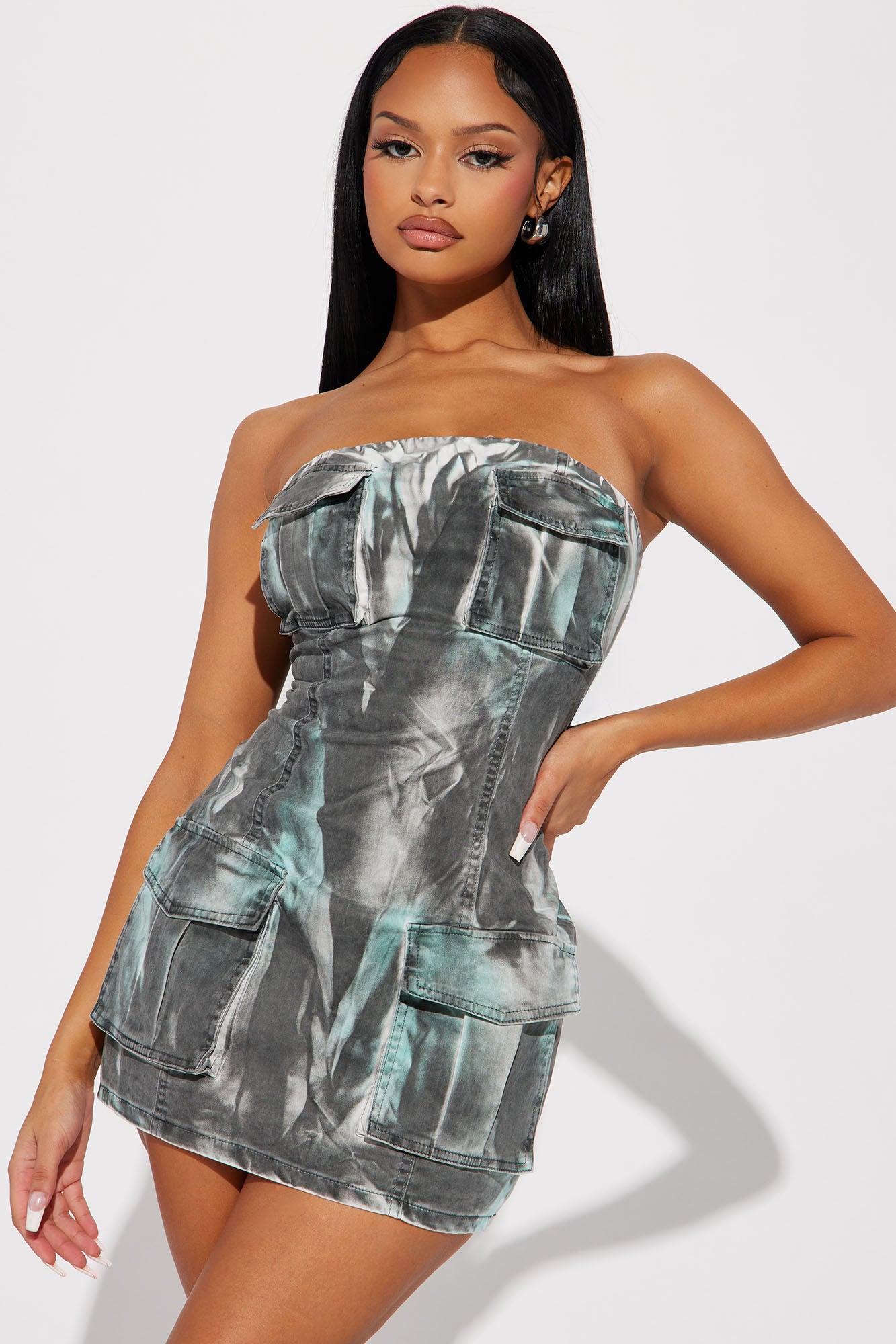 Hunty Season Cargo Mini Dress - Black/combo Product Image