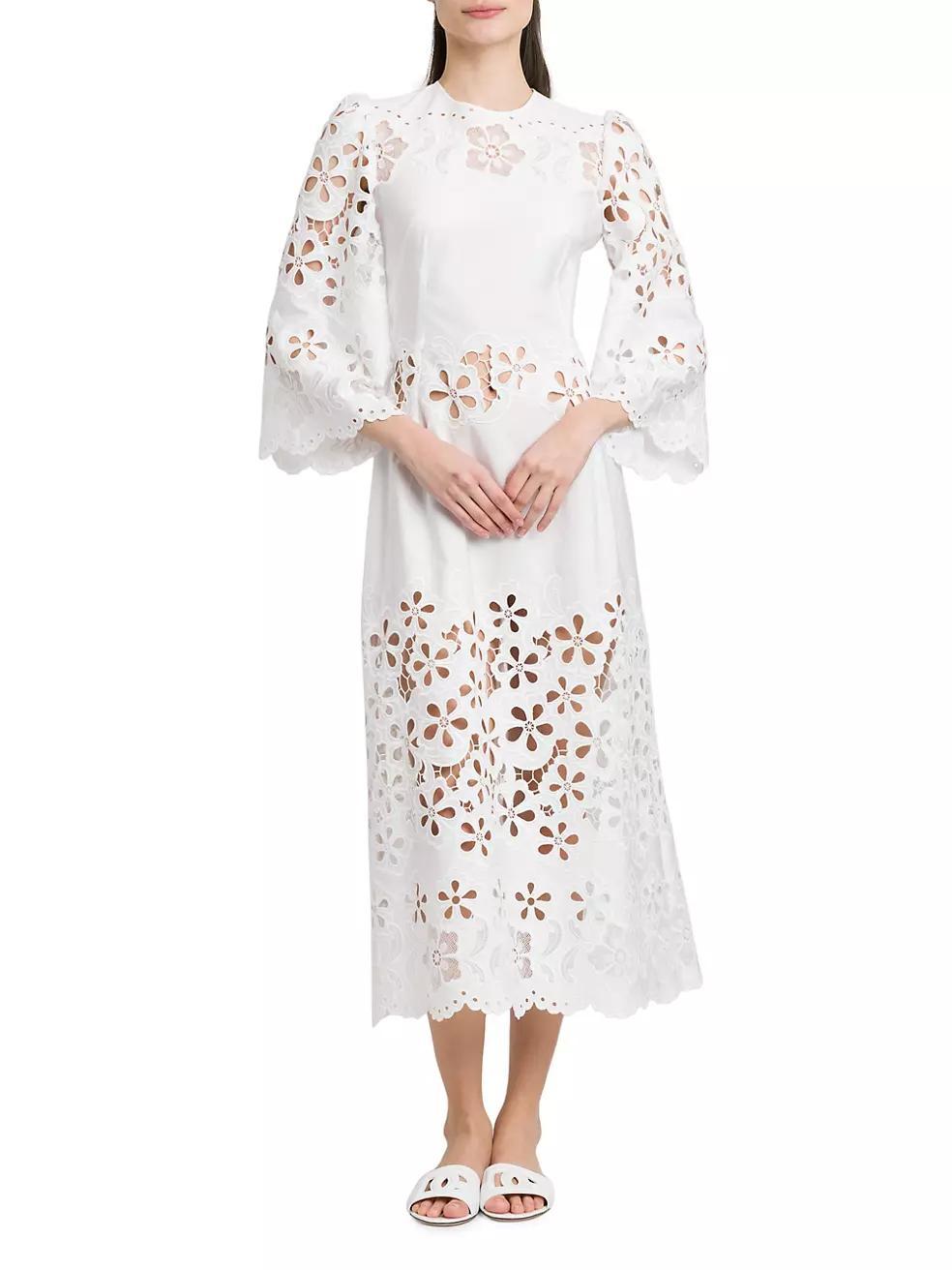 Floral Cotton-Blend Midi-Dress Product Image