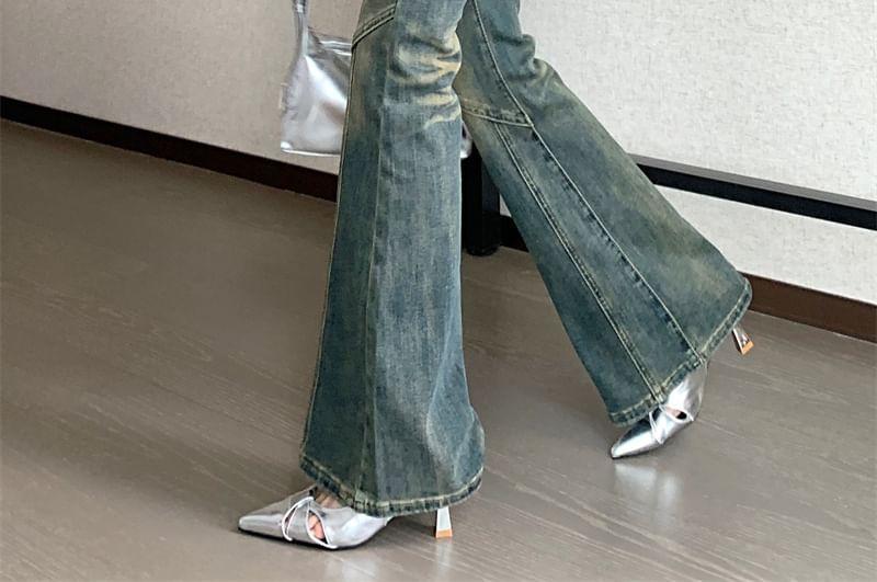 Mid Rise Washed Flared Jeans Product Image