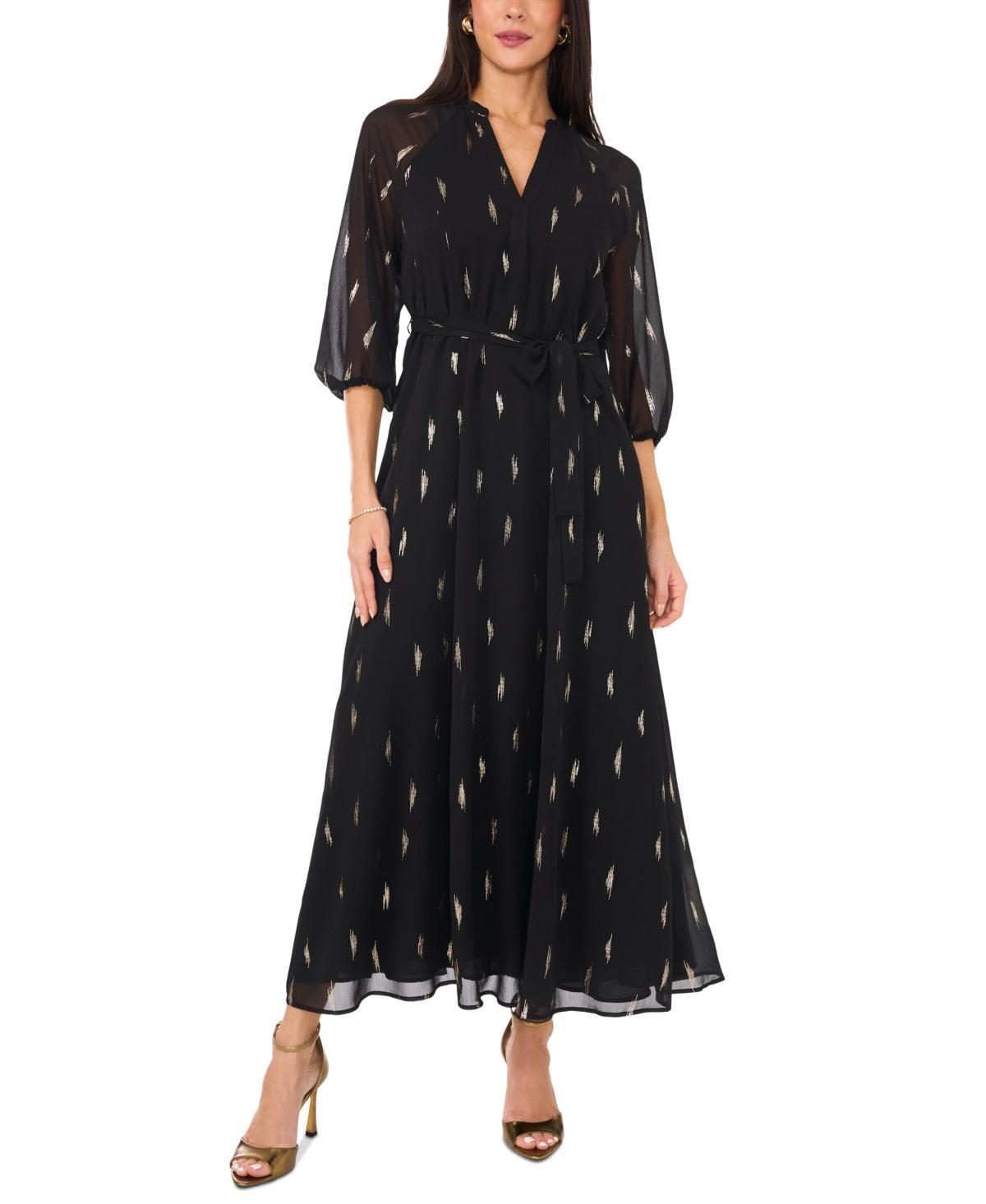 Vince Camuto Womens Metallic-Print V-Neck Maxi Dress Product Image