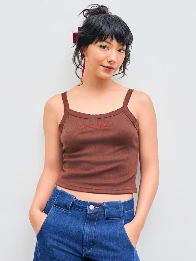 Square Neck Eyelet Embroidery Cami Top Product Image