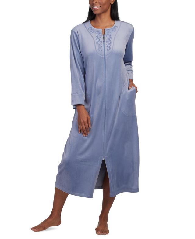 Miss Elaine Womens Embroidered Zip-Front Robe Product Image