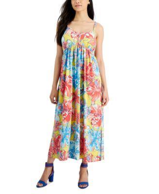 Petite Floral Braided-Trim Midi Dress product image