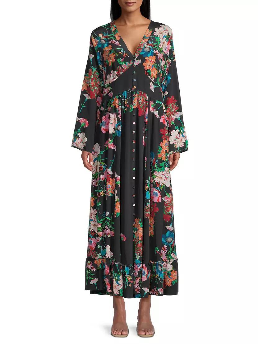 Oasis Floral Silk Maxi Dress Product Image