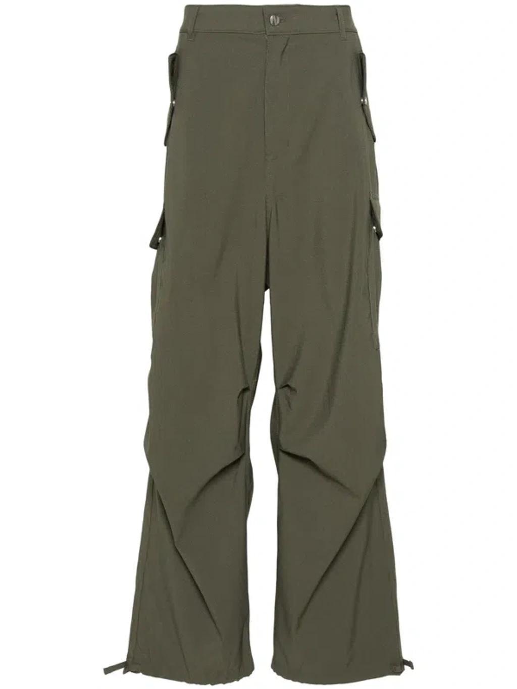 Pinstripe Straight-leg Cargo Pants In Green Product Image