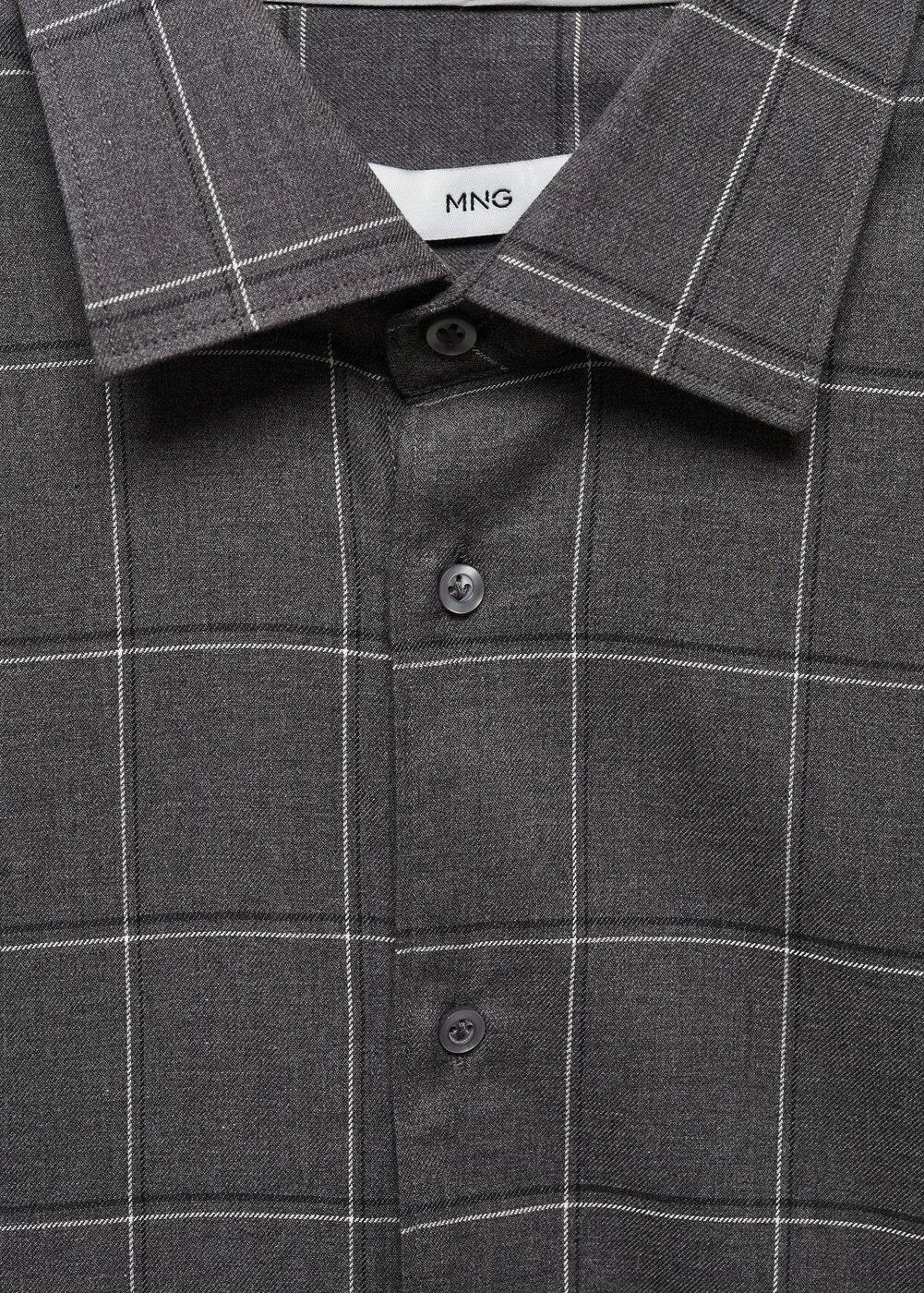 MANGO MAN - Slim-fit windowpane-check shirt greyMen Product Image