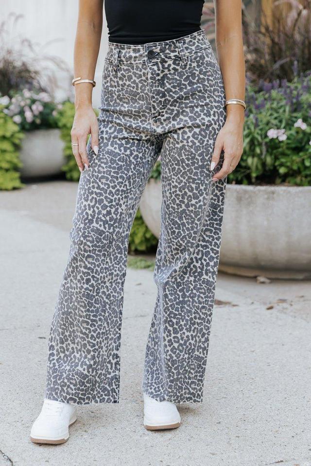 Leopard Straight Wide Leg Pants Product Image