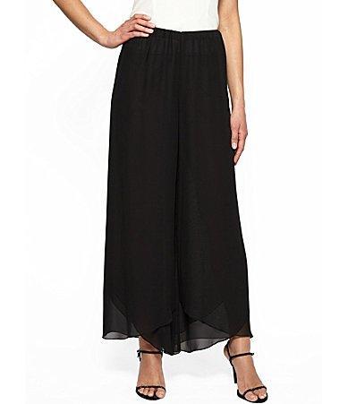 Alex Evenings Chiffon Tulip Hem Mid Rise Wide Leg Flowy Pants Product Image