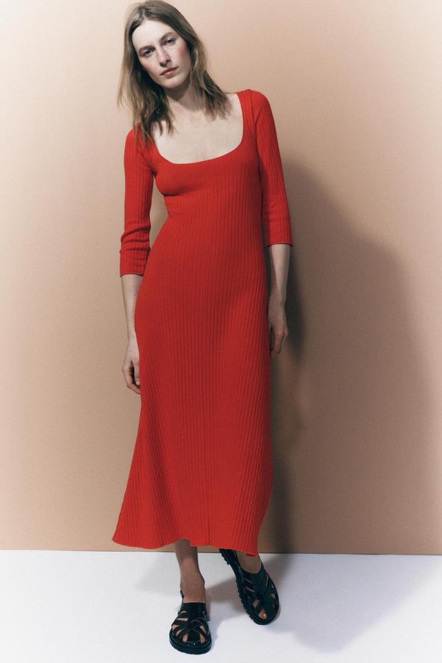 LONG RIBBED DRESS Product Image